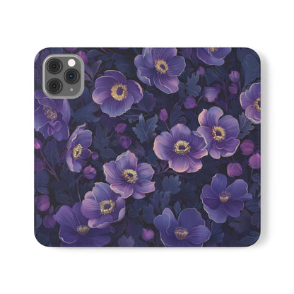 Floral Print Flip Case for Phone, Elegant Protective Cover, Stylish Wallet Case, Ideal Gift for Her, Trendy Cell Phone Accessory