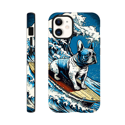 French bulldog surfing on the great wave - Phone Case Sturdy