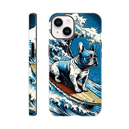 French bulldog surfing on the great wave - Phone Case Sturdy