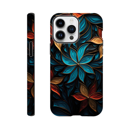 Blue and red flower art deco pattern- Phone Case sturdy