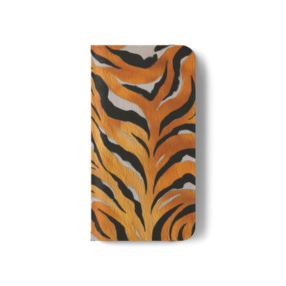 Tiger Print Flip Case, Personalized Phone Case, Stylish Wallet Case, Animal Print Cover, Gift for Wildlife Lovers
