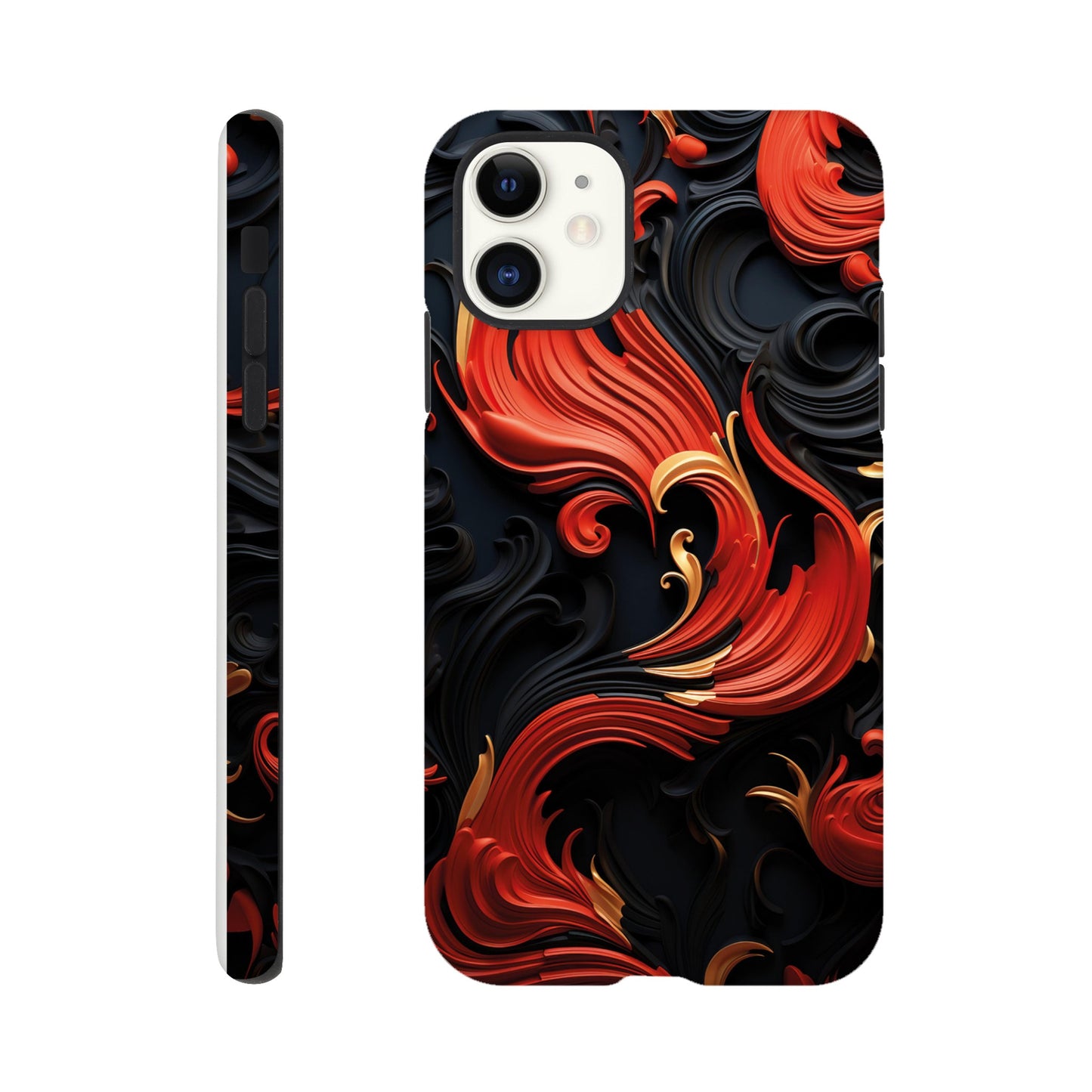 Red, Gold and black art deco pattern- Phone Case sturdy