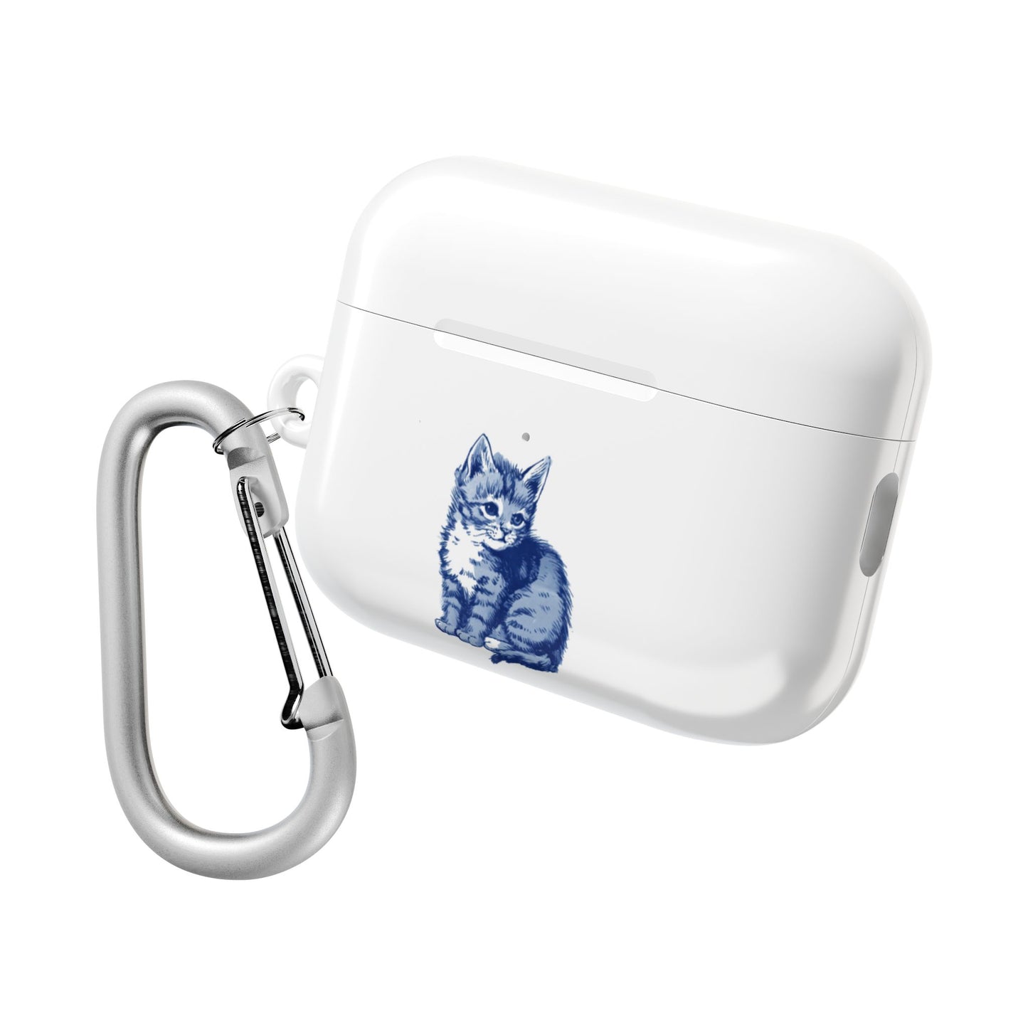 Dutch delft tile illustration of a little kitten AirPod Case Cover, Cute Pet Accessory, Trendy Tech Gift, Personalized Earbud Holder, Cat Lover Present, Feline Decor