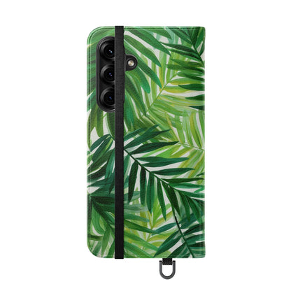 Tropical Leaf Flip Case for Phones, Eco-Friendly Phone Cover, Stylish Wallet Case, Perfect Gift for Nature Lovers, Spring/Summer Accessory