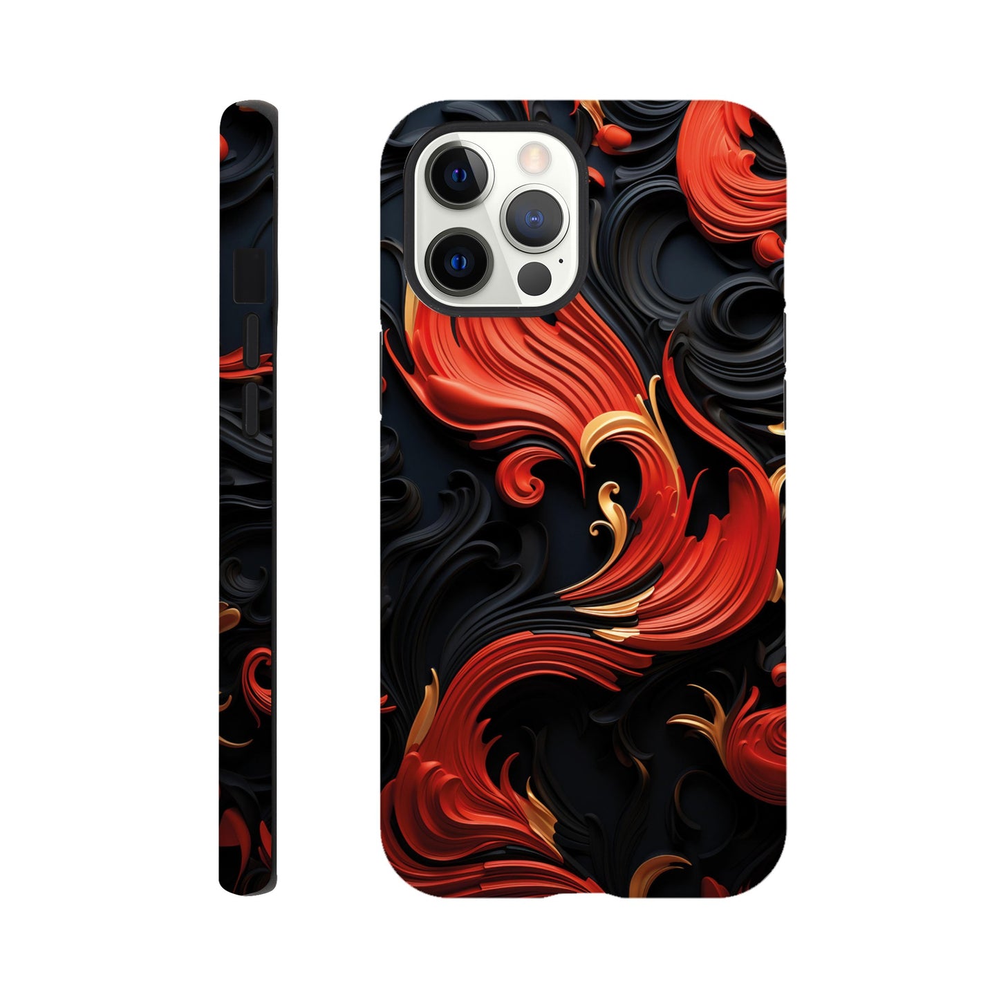 Red, Gold and black art deco pattern- Phone Case sturdy