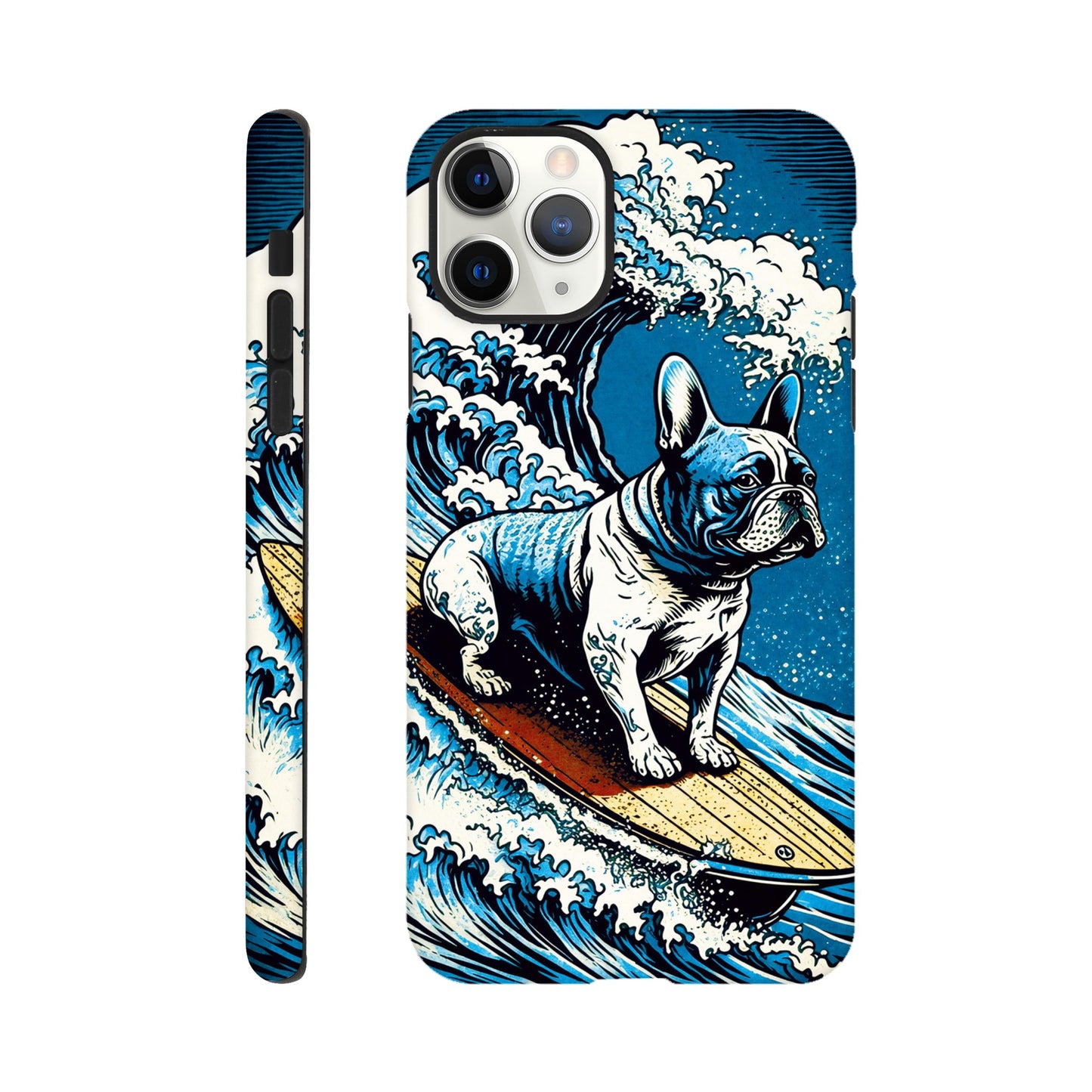 French bulldog surfing on the great wave - Phone Case Sturdy