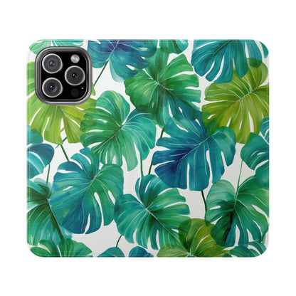 Tropical Leaf Phone Case, Flip Case for Smartphones, Modern Phone Cover, Gift for Nature Lovers, Travel Accessory, Tropical Vibes