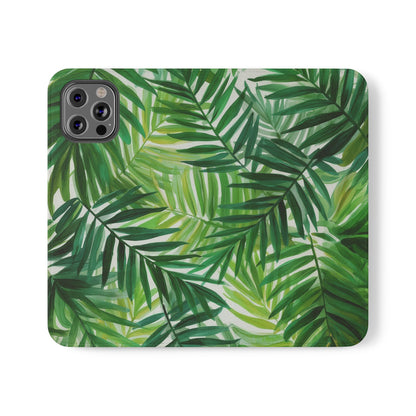 Tropical Leaf Flip Case for Phones, Eco-Friendly Phone Cover, Stylish Wallet Case, Perfect Gift for Nature Lovers, Spring/Summer Accessory