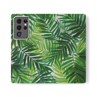 Tropical Leaf Flip Case for Phones, Eco-Friendly Phone Cover, Stylish Wallet Case, Perfect Gift for Nature Lovers, Spring/Summer Accessory