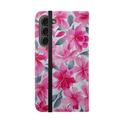 Floral Flip Phone Cases, Elegant Smartphone Covers, Spring Decor, Stylish Gift for Her, Patterned Wallet Case, Trendy Phone Protectors