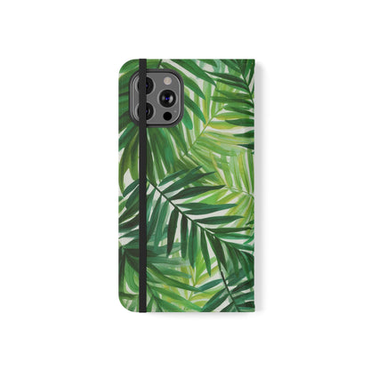 Tropical Leaf Flip Case for Phones, Eco-Friendly Phone Cover, Stylish Wallet Case, Perfect Gift for Nature Lovers, Spring/Summer Accessory