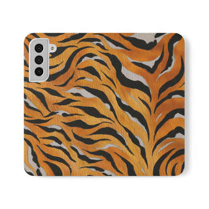 Tiger Print Flip Case, Personalized Phone Case, Stylish Wallet Case, Animal Print Cover, Gift for Wildlife Lovers