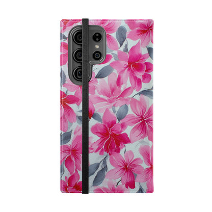Floral Flip Phone Cases, Elegant Smartphone Covers, Spring Decor, Stylish Gift for Her, Patterned Wallet Case, Trendy Phone Protectors