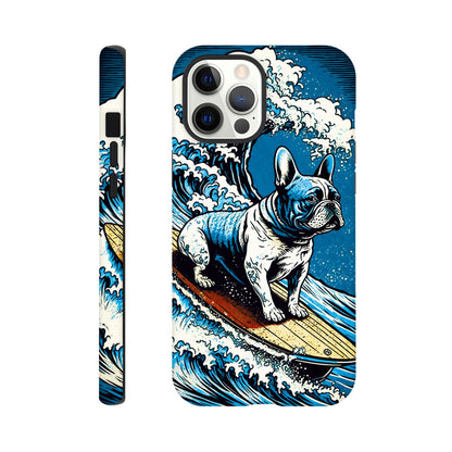 French bulldog surfing on the great wave - Phone Case Sturdy