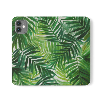 Tropical Leaf Flip Case for Phones, Eco-Friendly Phone Cover, Stylish Wallet Case, Perfect Gift for Nature Lovers, Spring/Summer Accessory