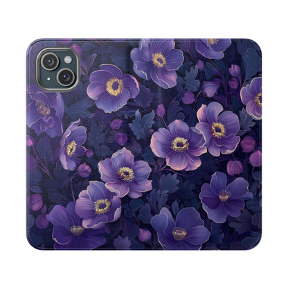 Floral Print Flip Case for Phone, Elegant Protective Cover, Stylish Wallet Case, Ideal Gift for Her, Trendy Cell Phone Accessory