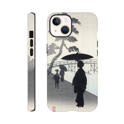 Geisha with umbrella silhouette woodblock - Phone Case Sturdy
