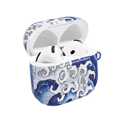 Stylish AirPod Cases with Masculine Wave by Hokusai Design, Trendy Tech Accessories for Gift, Personal Use, Holidays, Beach Lovers, Music Enthusiasts
