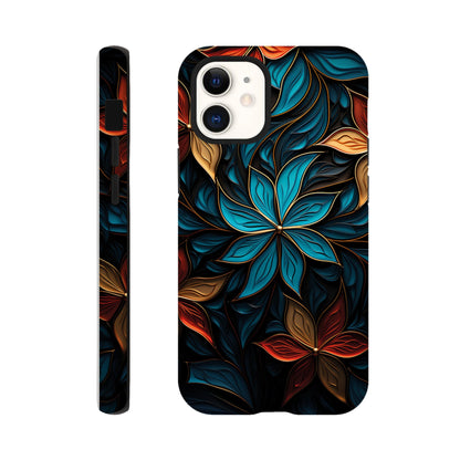 Blue and red flower art deco pattern- Phone Case sturdy