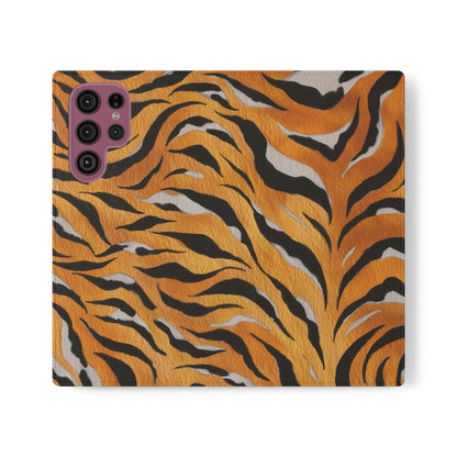 Tiger Print Flip Case, Personalized Phone Case, Stylish Wallet Case, Animal Print Cover, Gift for Wildlife Lovers