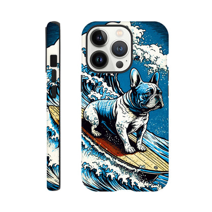 French bulldog surfing on the great wave - Phone Case Sturdy