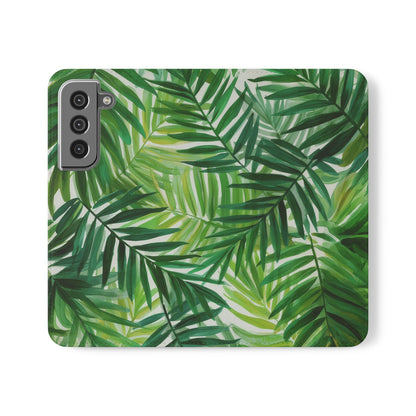 Tropical Leaf Flip Case for Phones, Eco-Friendly Phone Cover, Stylish Wallet Case, Perfect Gift for Nature Lovers, Spring/Summer Accessory