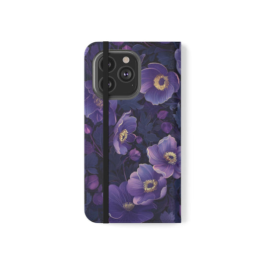 Floral Print Flip Case for Phone, Elegant Protective Cover, Stylish Wallet Case, Ideal Gift for Her, Trendy Cell Phone Accessory