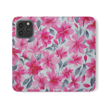 Floral Flip Phone Cases, Elegant Smartphone Covers, Spring Decor, Stylish Gift for Her, Patterned Wallet Case, Trendy Phone Protectors