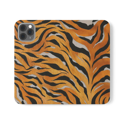 Tiger Print Flip Case, Personalized Phone Case, Stylish Wallet Case, Animal Print Cover, Gift for Wildlife Lovers