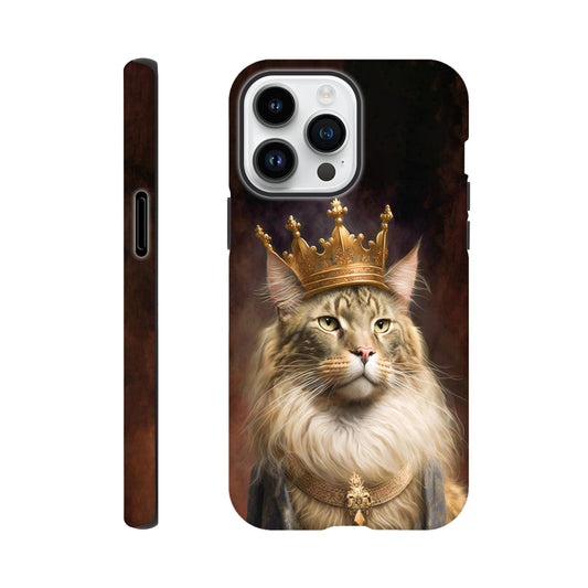 Renaissance painting of a Maine Coon with a king's crown - Phone case sturdy