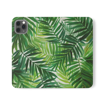 Tropical Leaf Flip Case for Phones, Eco-Friendly Phone Cover, Stylish Wallet Case, Perfect Gift for Nature Lovers, Spring/Summer Accessory