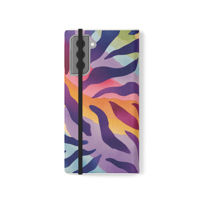 Colorful Zebra Print Phone Flip Case, Stylish Wallet Cover, Unique Mobile Accessory, Ideal Gift for Him/Her, Birthday/Anniversary Present