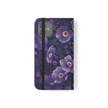 Floral Print Flip Case for Phone, Elegant Protective Cover, Stylish Wallet Case, Ideal Gift for Her, Trendy Cell Phone Accessory