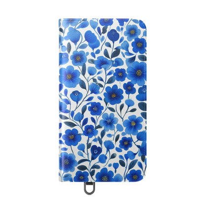 Blue Floral Pattern Flip Cases for Phones, Elegant Phone Wallet, Gift for Her, Stylish Phone Covers, Mother's Day Gift, Business Card Holder