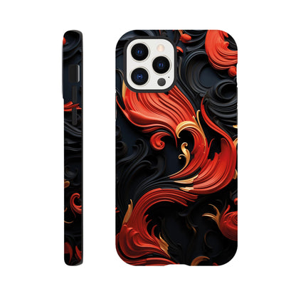 Red, Gold and black art deco pattern- Phone Case sturdy