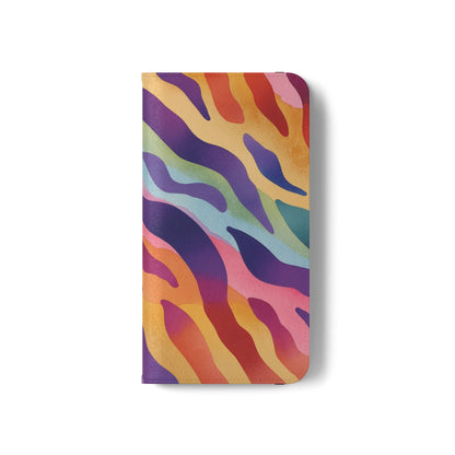 Colorful Zebra Print Phone Flip Case, Stylish Wallet Cover, Unique Mobile Accessory, Ideal Gift for Him/Her, Birthday/Anniversary Present