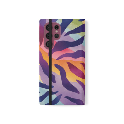 Colorful Zebra Print Phone Flip Case, Stylish Wallet Cover, Unique Mobile Accessory, Ideal Gift for Him/Her, Birthday/Anniversary Present