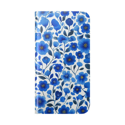 Blue Floral Pattern Flip Cases for Phones, Elegant Phone Wallet, Gift for Her, Stylish Phone Covers, Mother's Day Gift, Business Card Holder