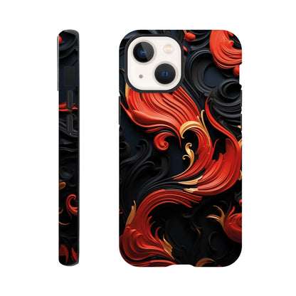Red, Gold and black art deco pattern- Phone Case sturdy