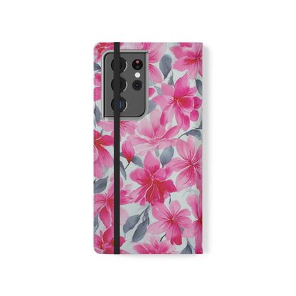 Floral Flip Phone Cases, Elegant Smartphone Covers, Spring Decor, Stylish Gift for Her, Patterned Wallet Case, Trendy Phone Protectors