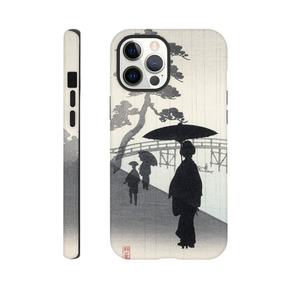 Geisha with umbrella silhouette woodblock - Phone Case Sturdy