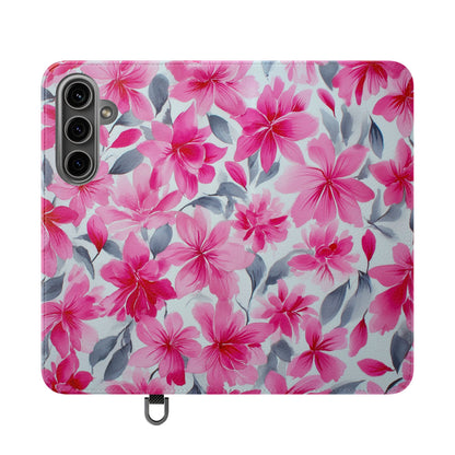 Floral Flip Phone Cases, Elegant Smartphone Covers, Spring Decor, Stylish Gift for Her, Patterned Wallet Case, Trendy Phone Protectors
