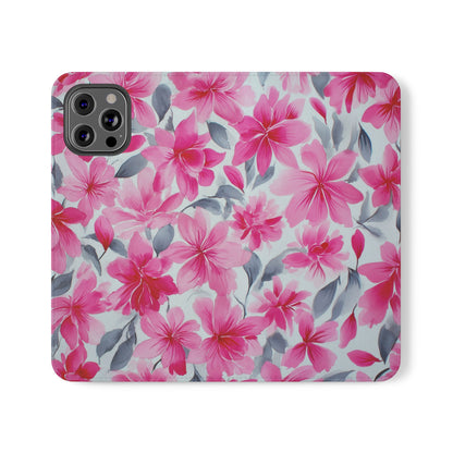 Floral Flip Phone Cases, Elegant Smartphone Covers, Spring Decor, Stylish Gift for Her, Patterned Wallet Case, Trendy Phone Protectors
