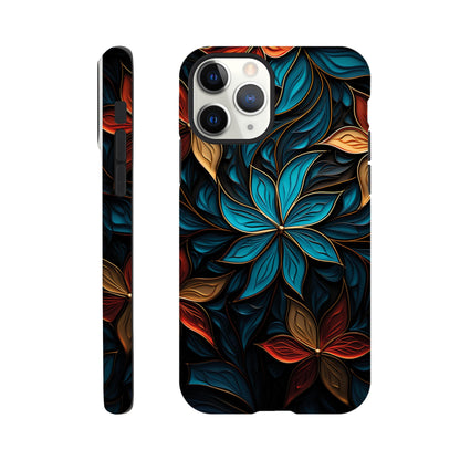 Blue and red flower art deco pattern- Phone Case sturdy