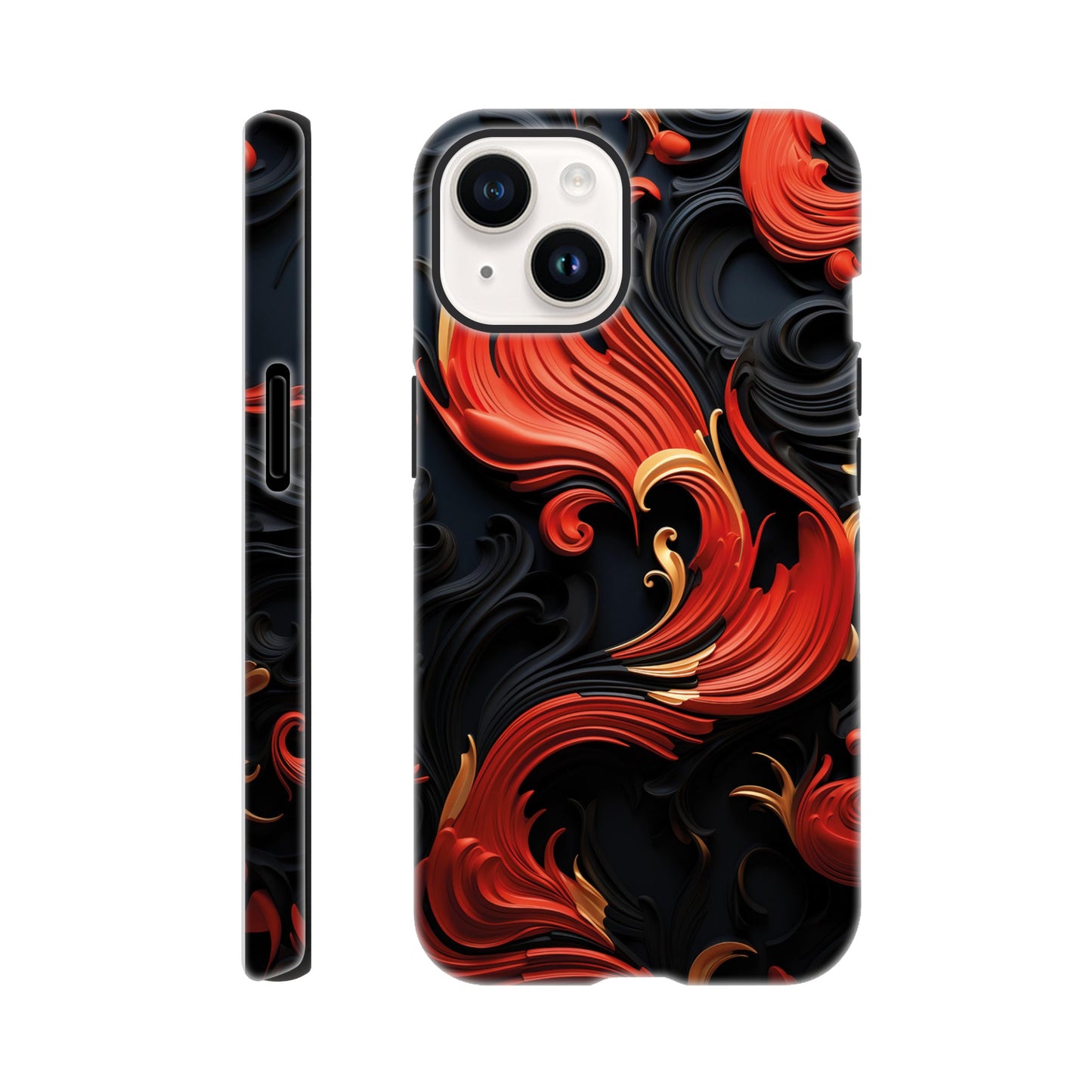 Red, Gold and black art deco pattern- Phone Case sturdy