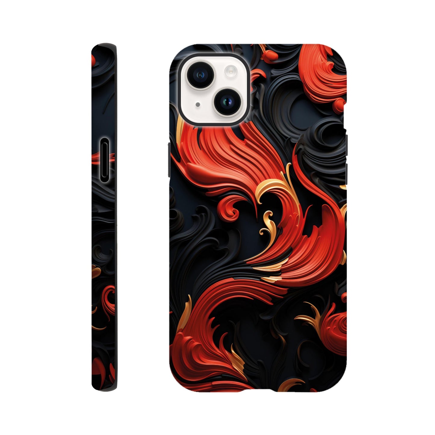 Red, Gold and black art deco pattern- Phone Case sturdy