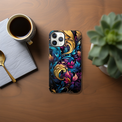 colourful leaves pattern art deco pattern- Phone Case sturdy