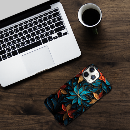 Blue and red flower art deco pattern- Phone Case sturdy
