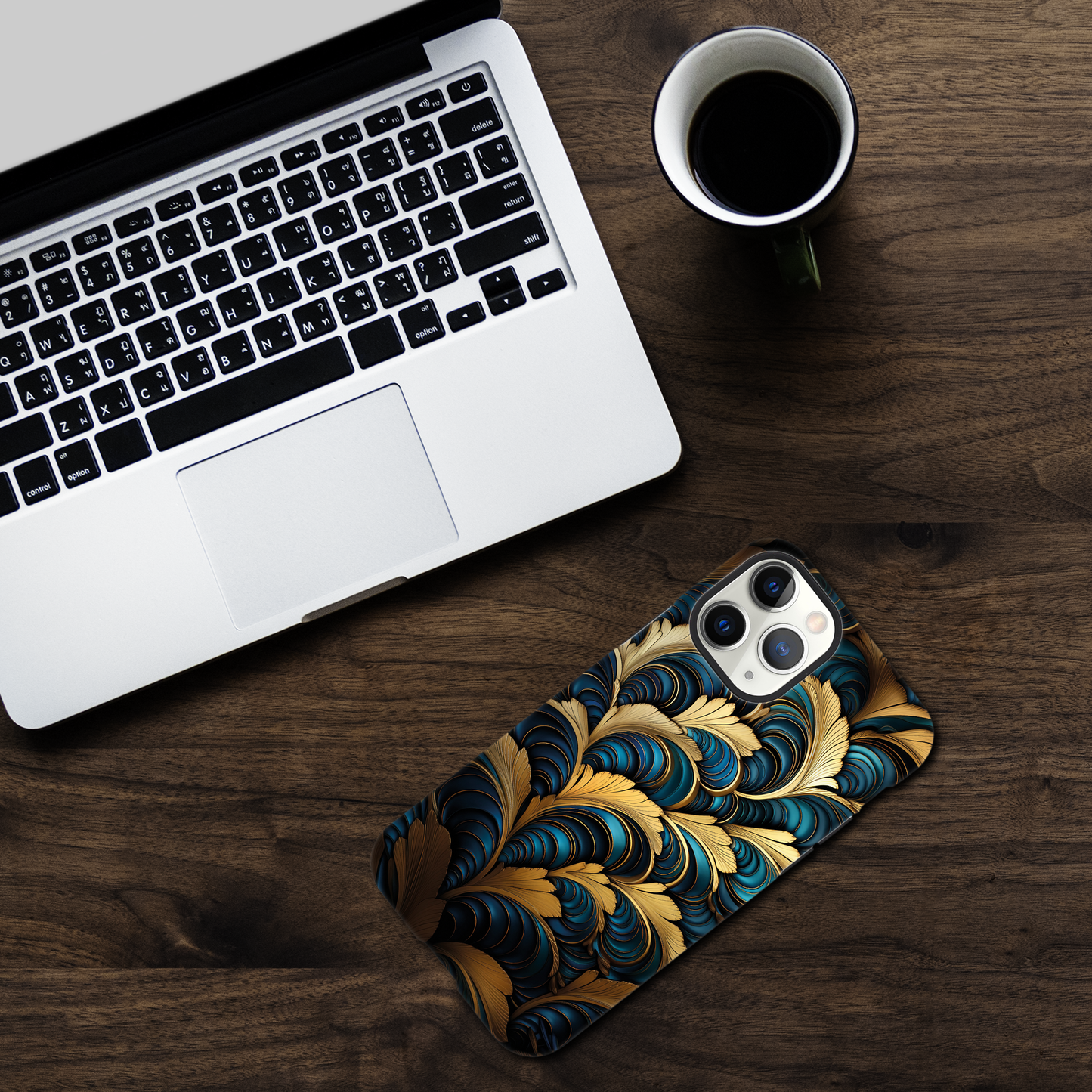 Blue and Gold art deco pattern - Phone Case sturdy
