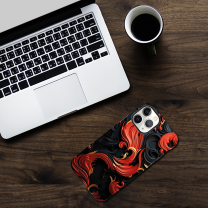 Red, Gold and black art deco pattern- Phone Case sturdy